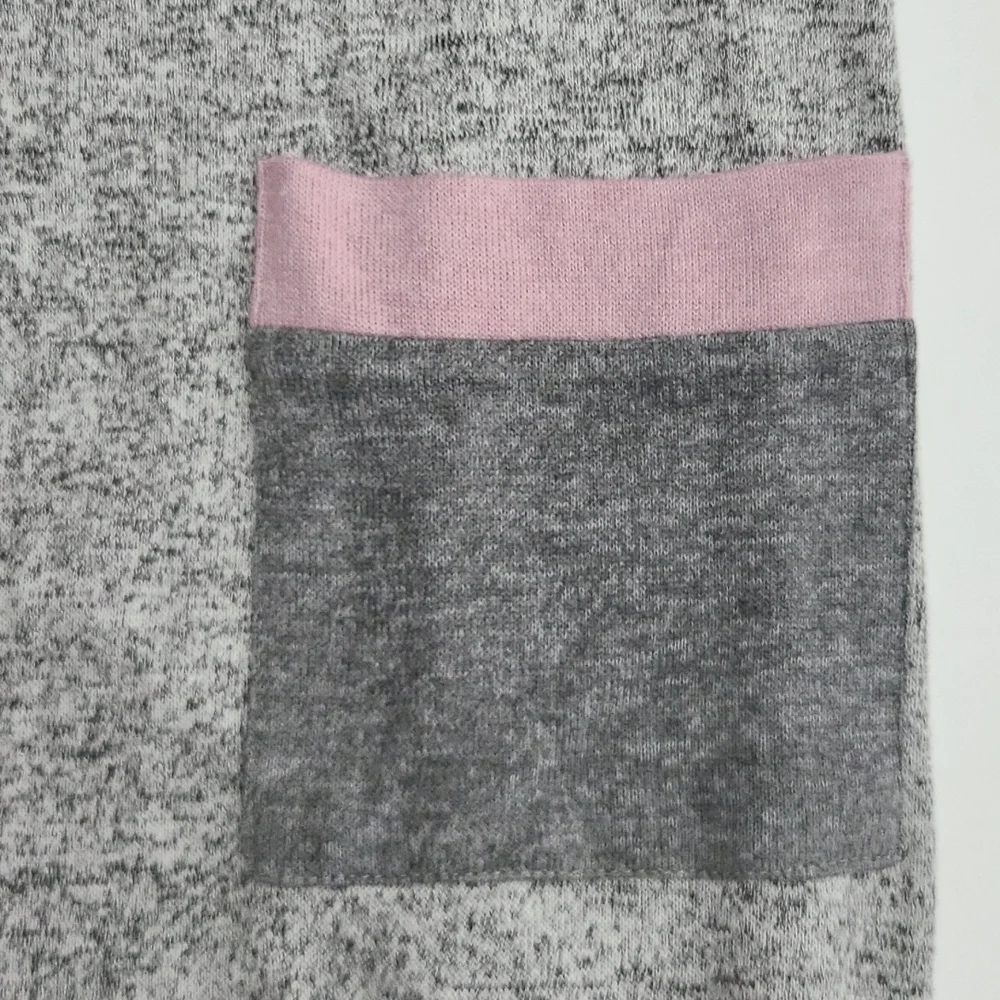 La Vie en Rose Open Front Hooded Cardigan Heathered Grey Pin Pockets Size XS / S - Picture 6 of 14